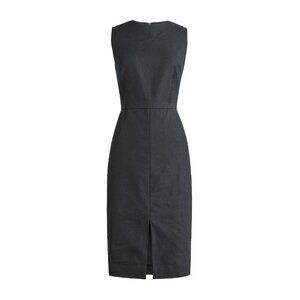 NWT J.Crew Petite High-neck Sheath in Black Stretch Linen Blend Dress 8P
